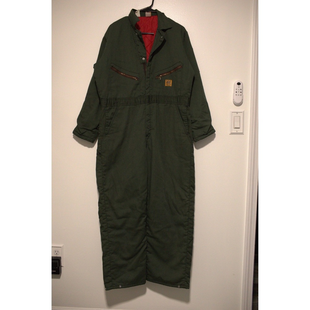 Vintage Big Ben Wrangler Insulated Coveralls Green Red Quilt Lined Mens M Short